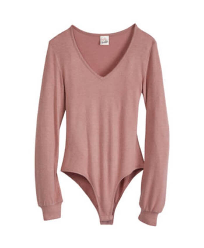 Belle du Jour Junior's Long Sleeve V-Neck Bodysuit
